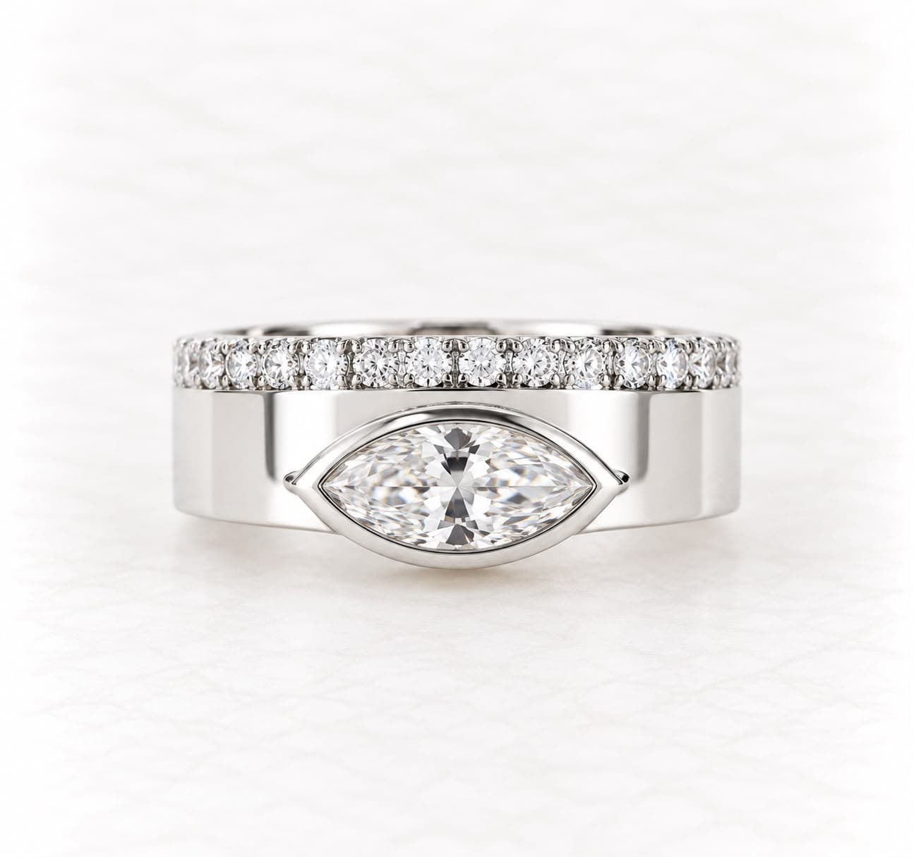 18K White Gold Marquise Diamond Ring — view 1