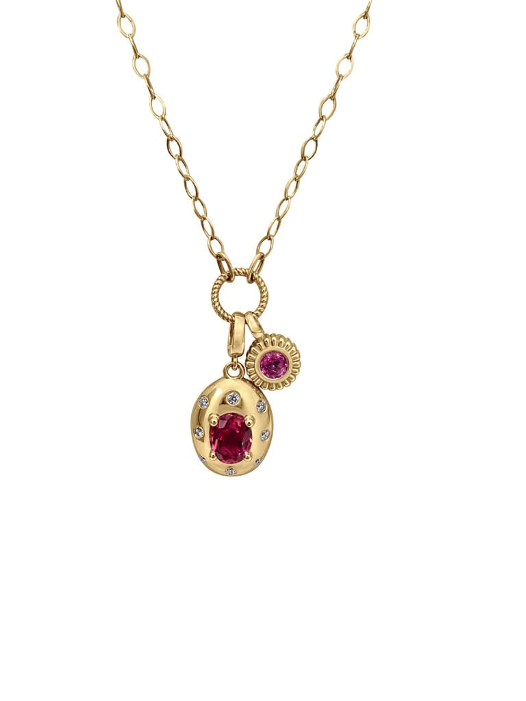 14k yellow gold Tourmaline and Diamond Necklace