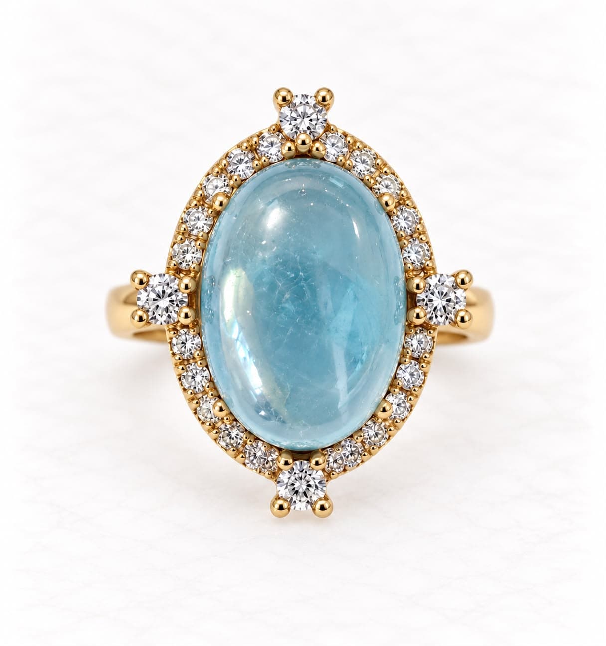 14K White Gold Aquamarine & Diamond Ring