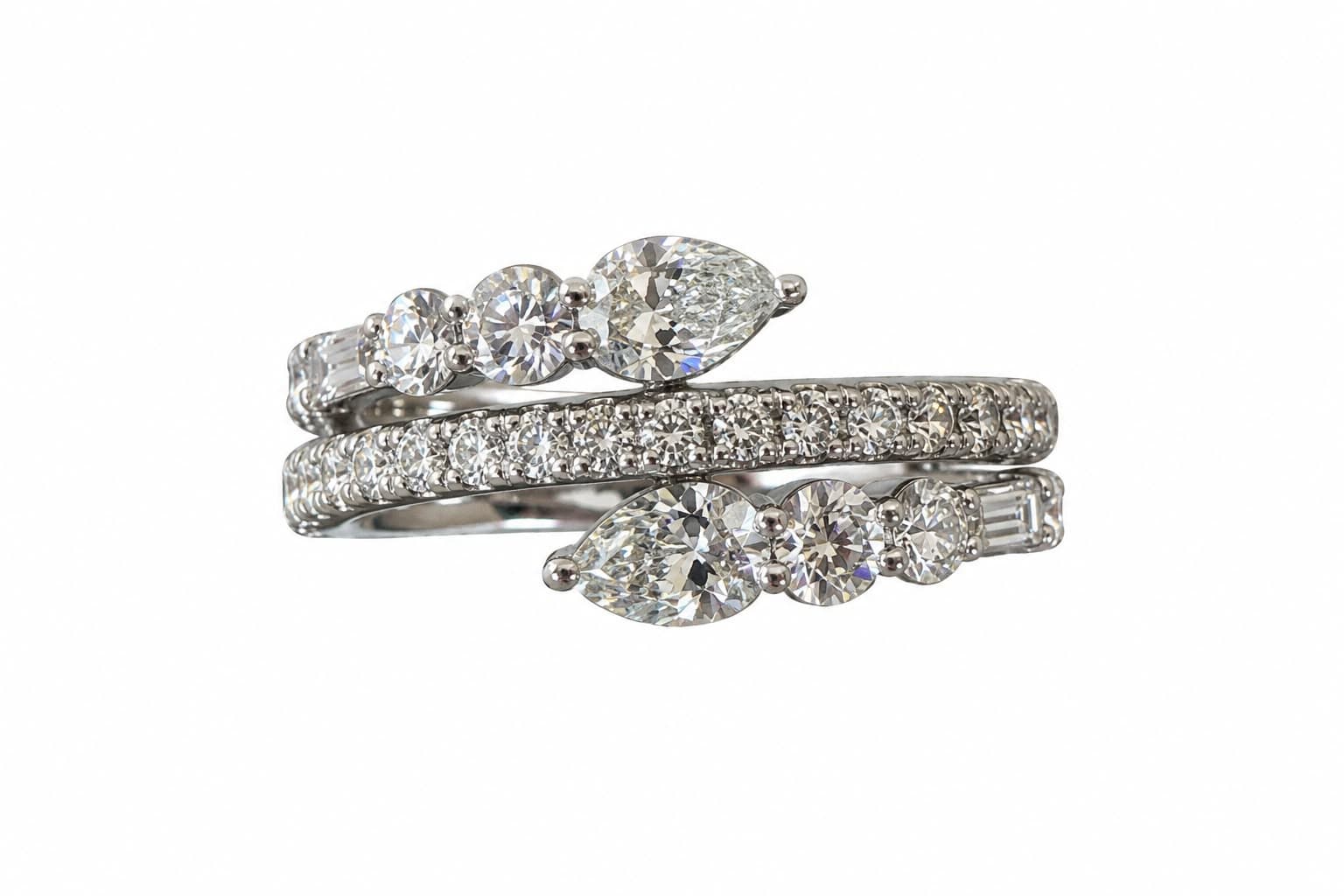 14K White Gold Multi-Shape Diamond Ring — view 1