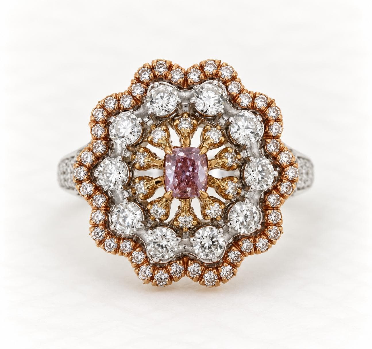 18K White Gold Natural Pink-Purple Diamond Ring