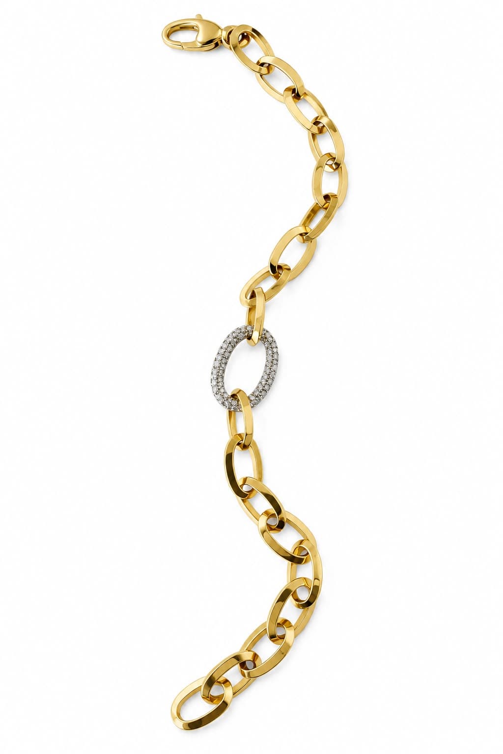 14K Yellow Gold Diamond Link Bracelet — view 1