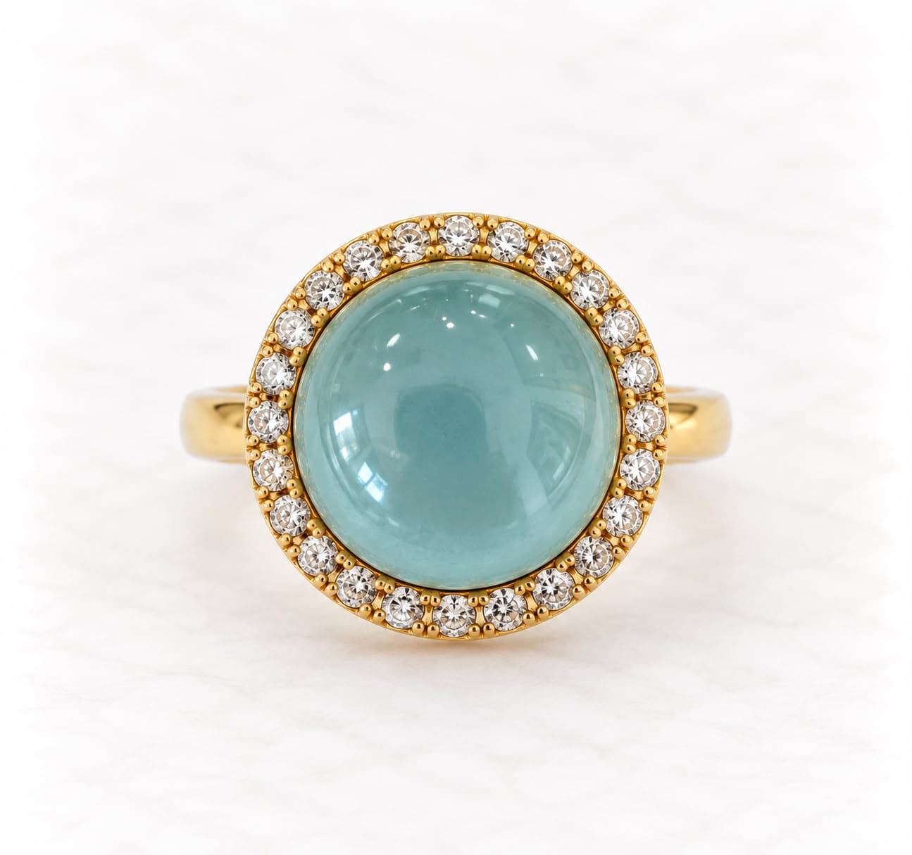 18K Yellow Gold Aquamarine & Diamond Ring — view 1